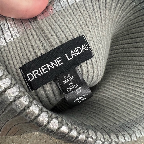 Adrienne Landau Metallic Pom Hat in Silver - Picture 5 of 6